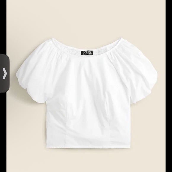 J. Crew Fitted Puff Sleeve Poplin Cropped Top Size 6 New Romantic Feminine Girly - Picture 2 of 2